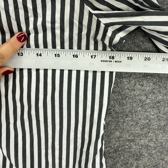Worthington Shirt Women M Medium Black Striped Button Up Collared Long Sleeve - Picture 5 of 7